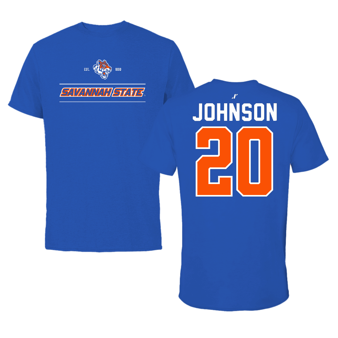 Savannah State University Football Blue General Performance Tee - #20 Amiri Johnson