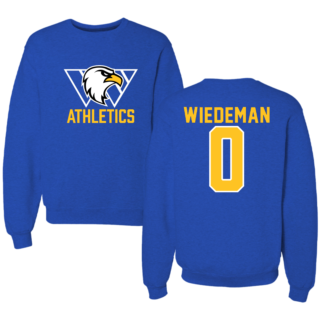 Williams Baptist University Basketball Blue Crewneck - #0 Jayden Wiedeman