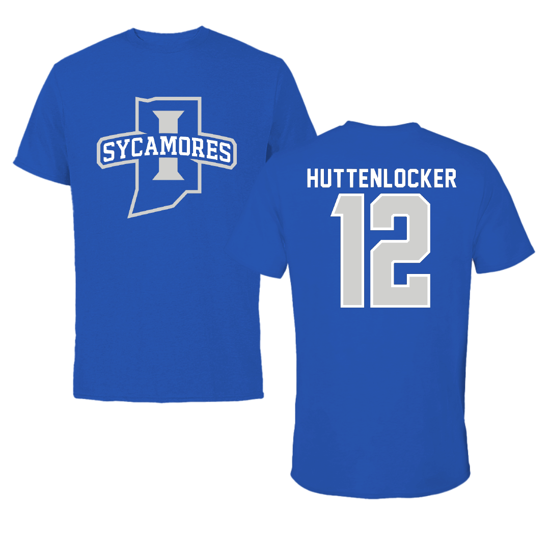 Indiana State University Basketball Blue Mascot Performance Tee - #12 Caden Huttenlocker