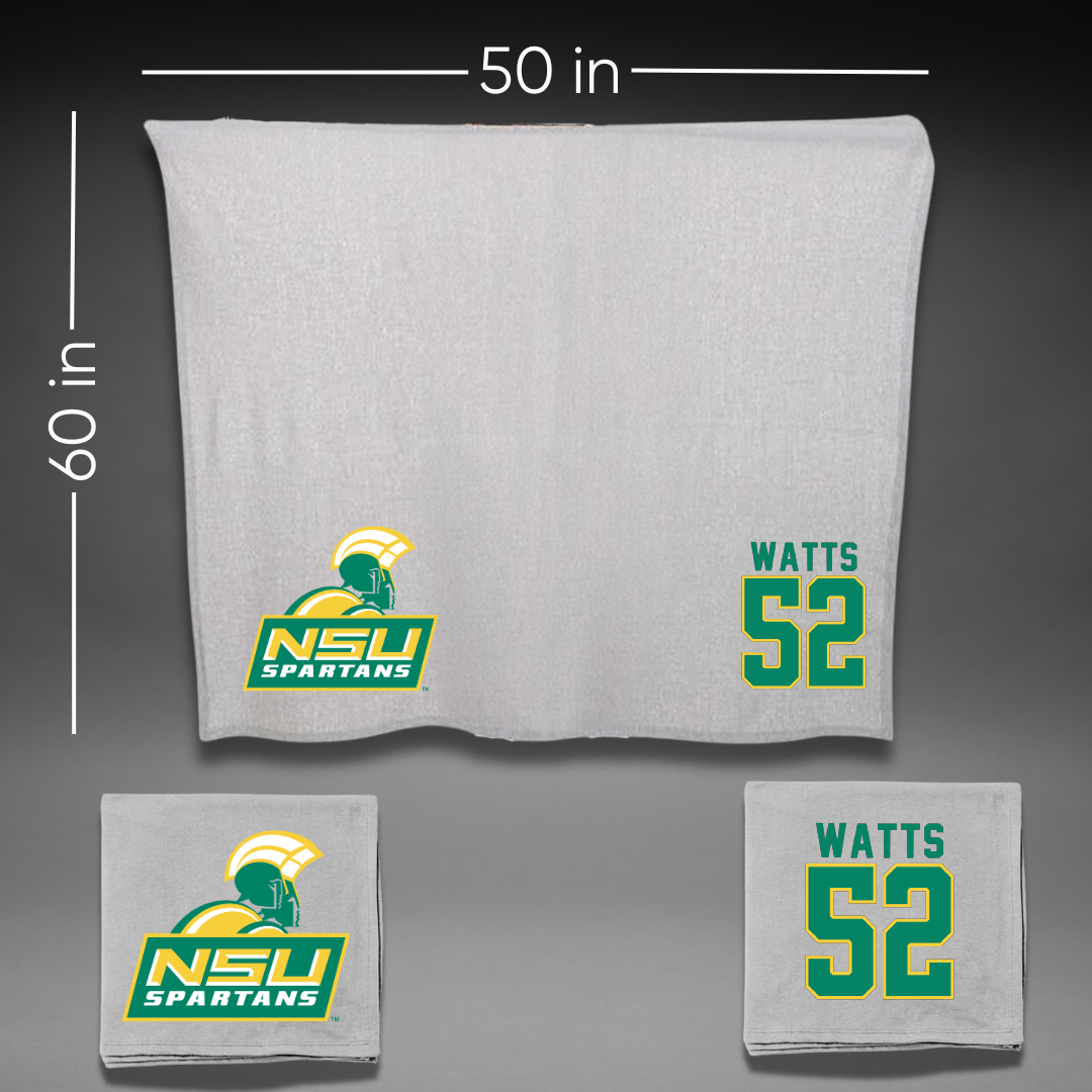 Norfolk State University Football Gray Blanket - #52 Matthieu Watts