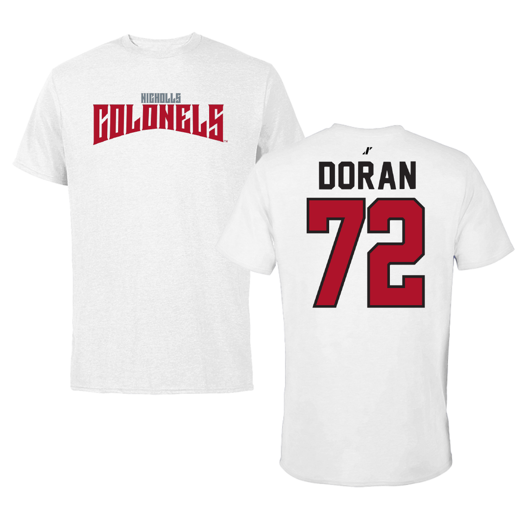 Nicholls State University Football White Classic Tee - #72 Seth Doran