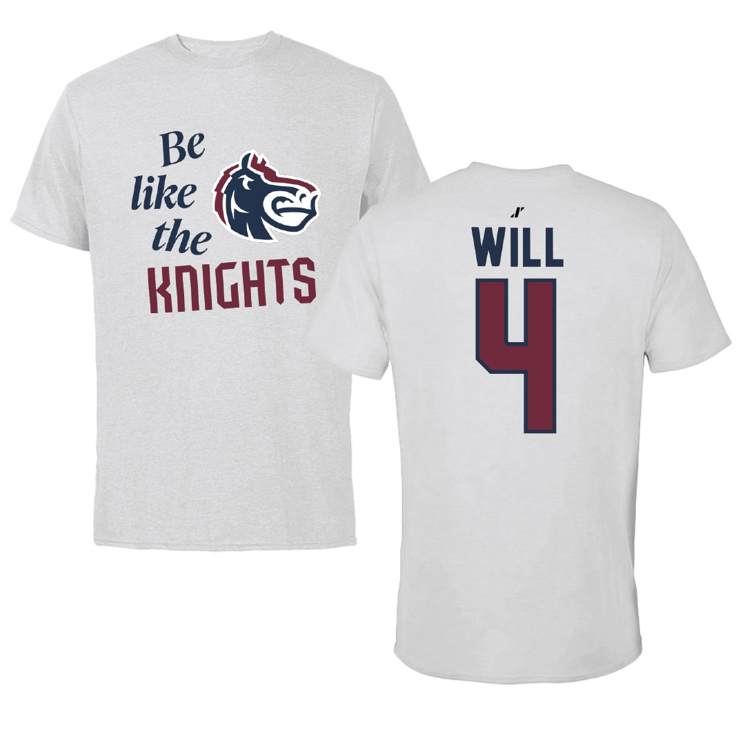 Fairleigh Dickinson University-Metropolitan Campus Baseball Light Gray Be Like Us Performance Tee - #4 Zack Will