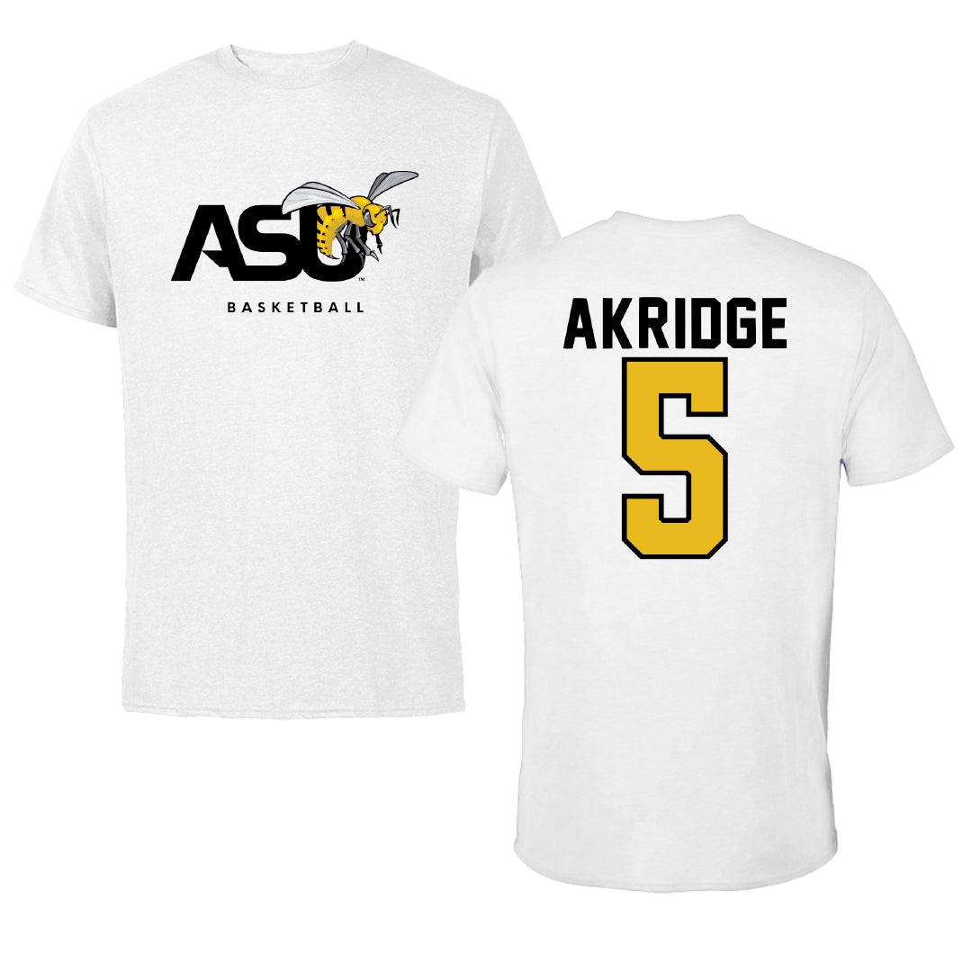 Alabama State University Basketball White ASU Tee - #5 Solangelei Akridge