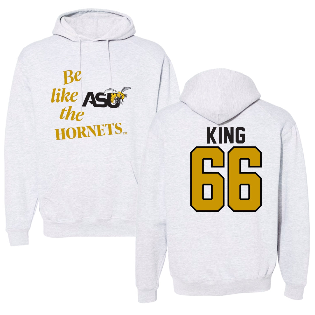 Alabama State University Football Light Gray Be Like Us Hoodie - #66 Darrius King