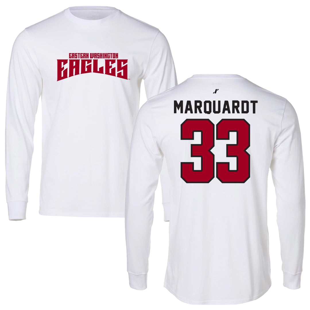 Eastern Washington University Basketball White Classic Long Sleeve - #33 Emmett Marquardt