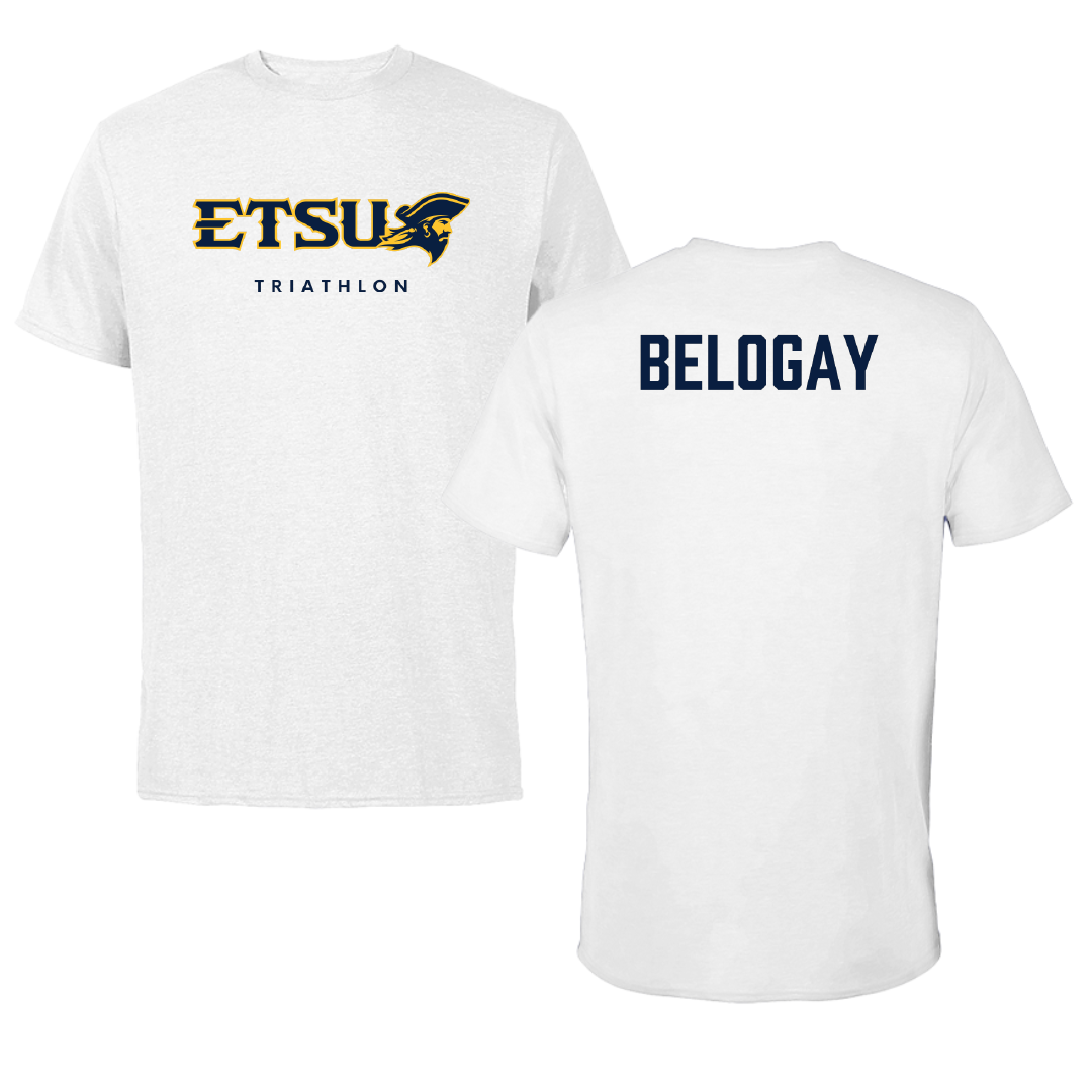 East Tennessee State University Triathlon White Performance Tee - Izi Belogay
