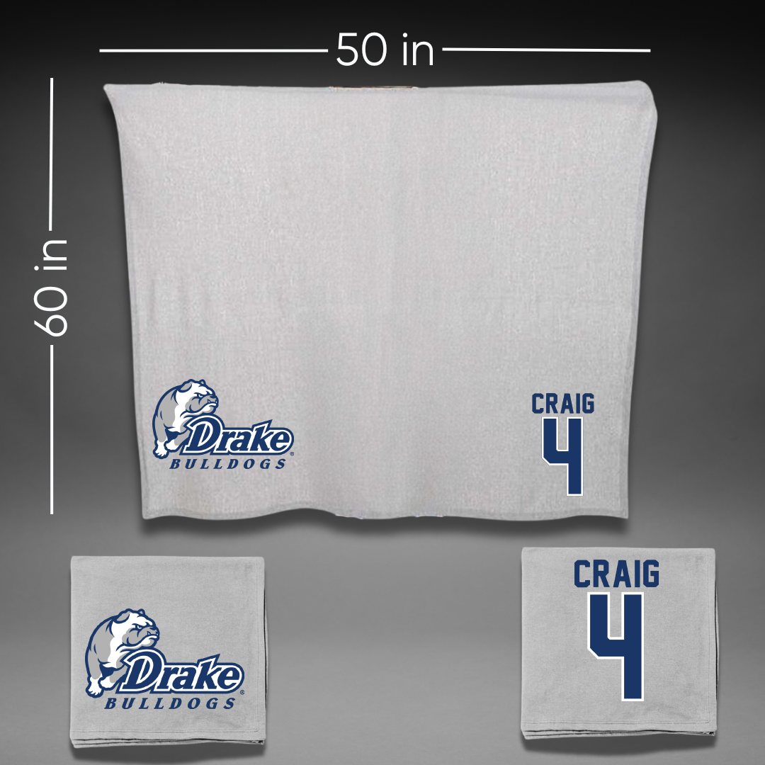 Drake University Softball Gray Blanket - #4 Alexis Craig