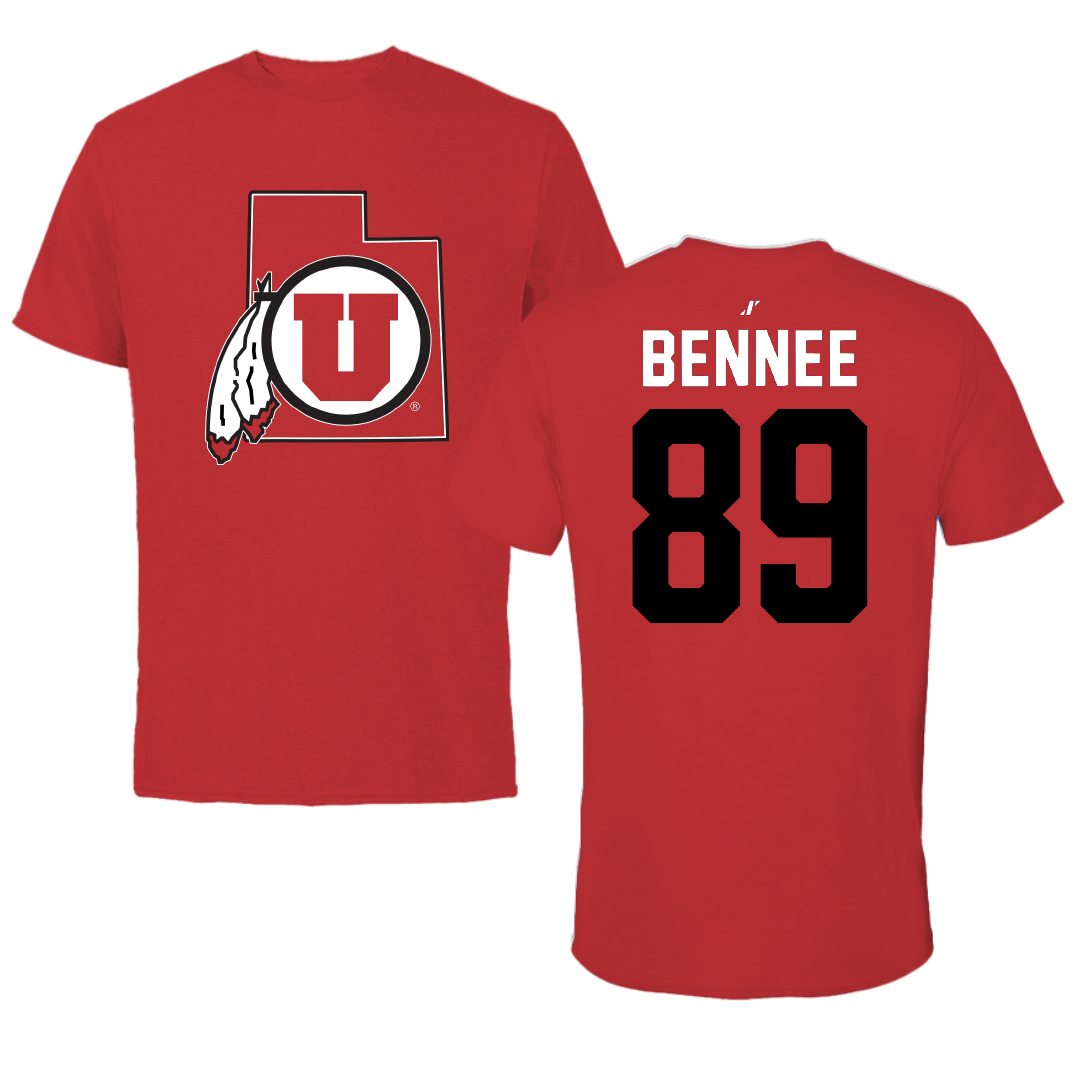 University of Utah Football Red State Performance Tee - #89 Noah Bennee
