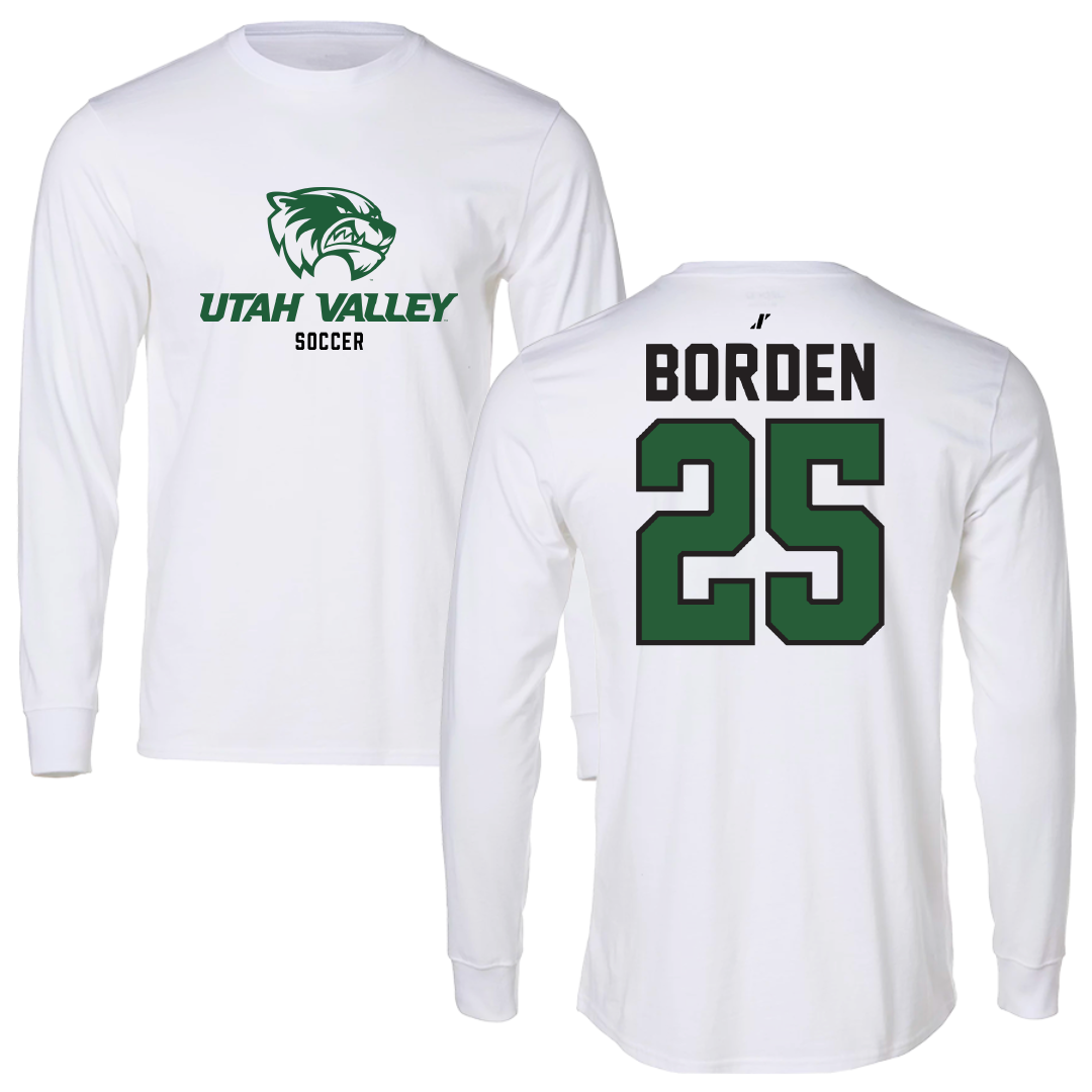 Utah Valley University Soccer White Classic Performance Long Sleeve - #25 Jack Borden
