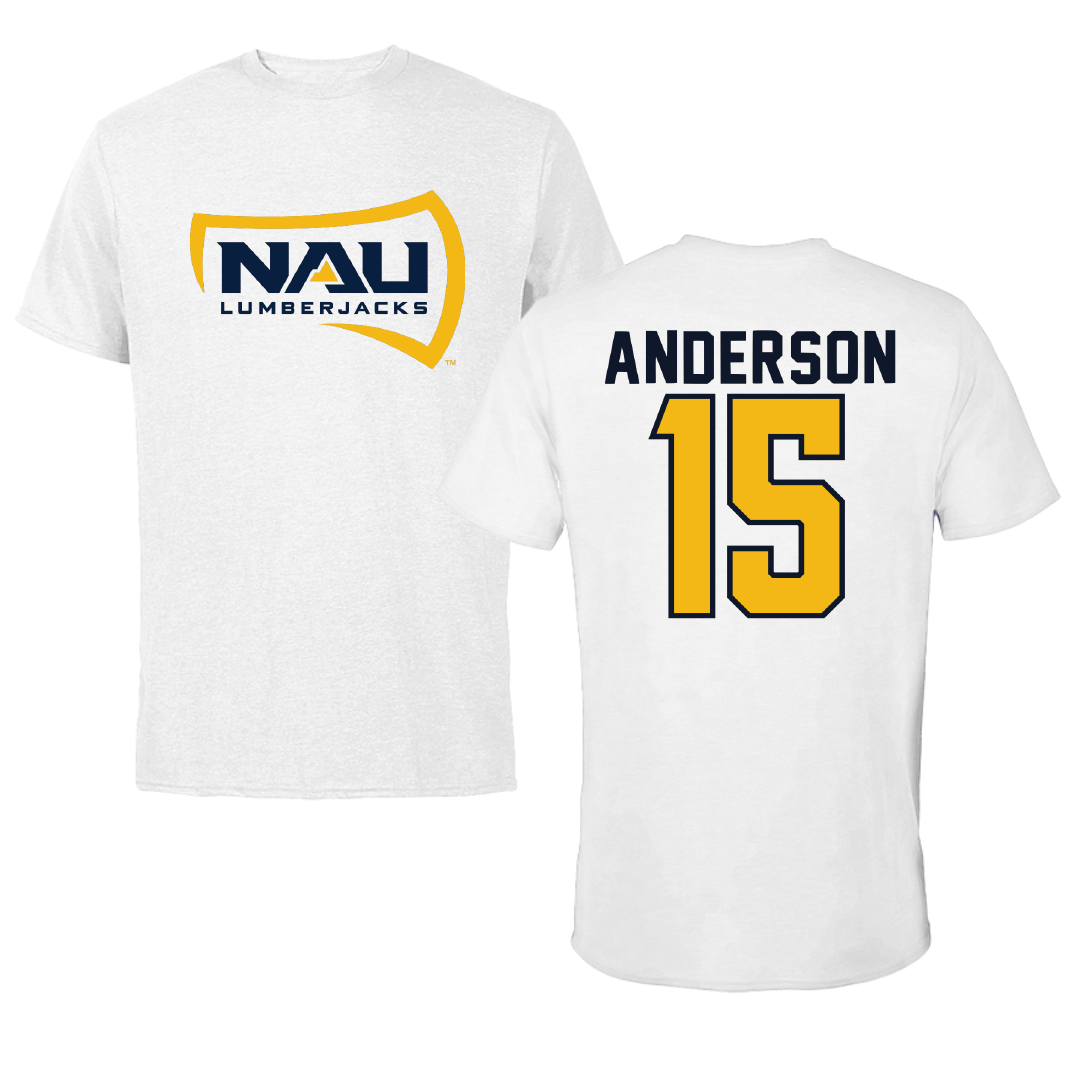 Northern Arizona University Soccer White Performance Tee - #15 Fallon Anderson