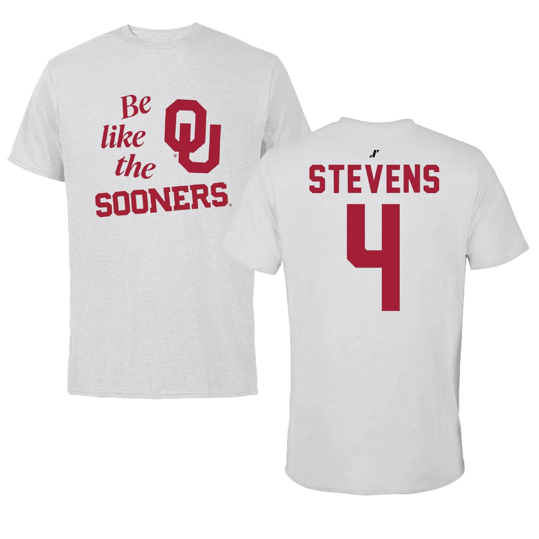 University of Oklahoma Soccer Light Gray Be Like Us Performance Tee - #4 Avery Stevens
