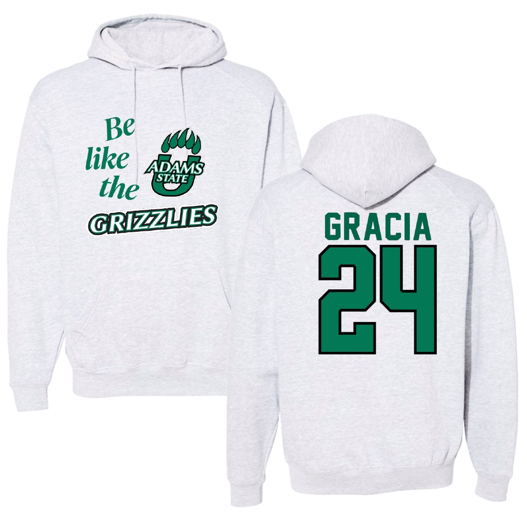 Adams State University Baseball Light Gray Be Like Us Hoodie - #24 Chris Gracia