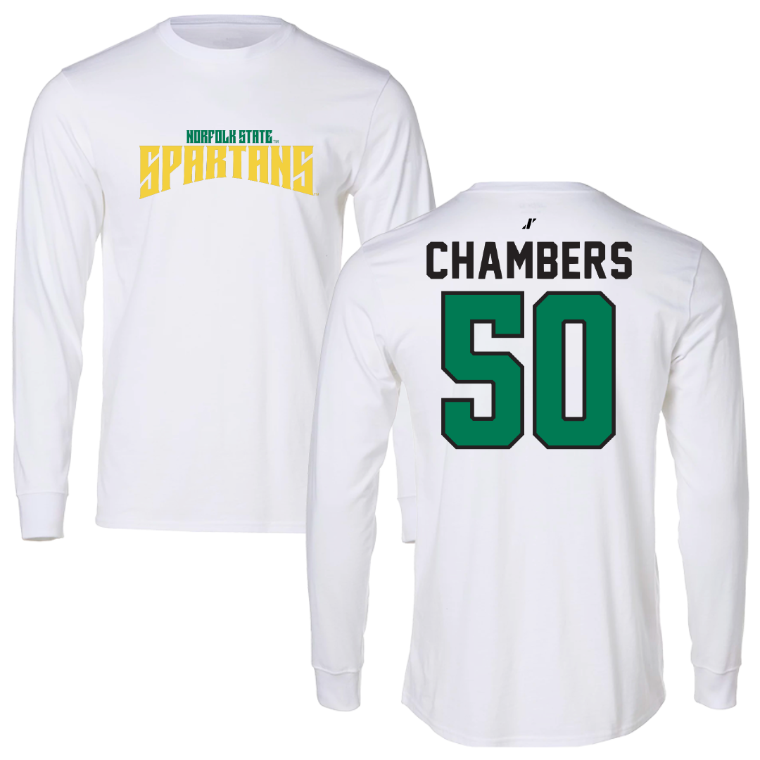 Norfolk State University Basketball White Classic Long Sleeve - #50 Nyzaiah Chambers
