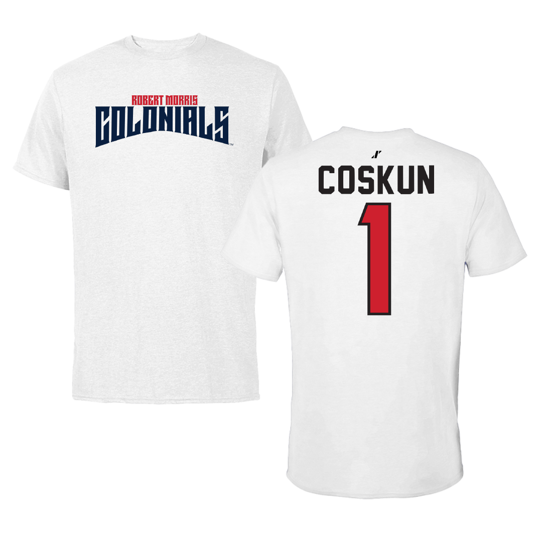 Robert Morris University Basketball White Classic Performance Tee - #1 Tuana Coskun