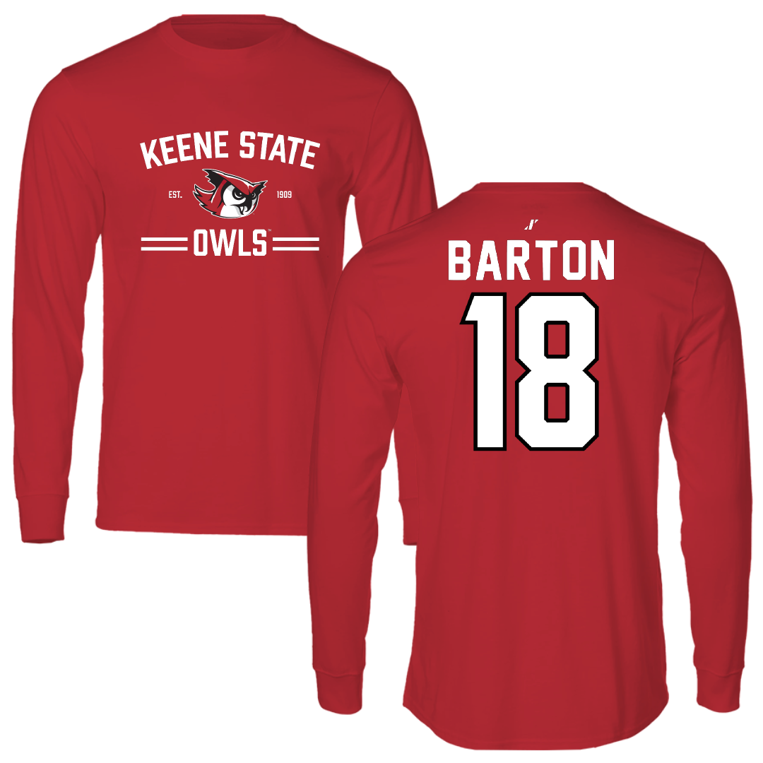 Keene State College Baseball Red General Performance Long Sleeve - #18 Quin Barton