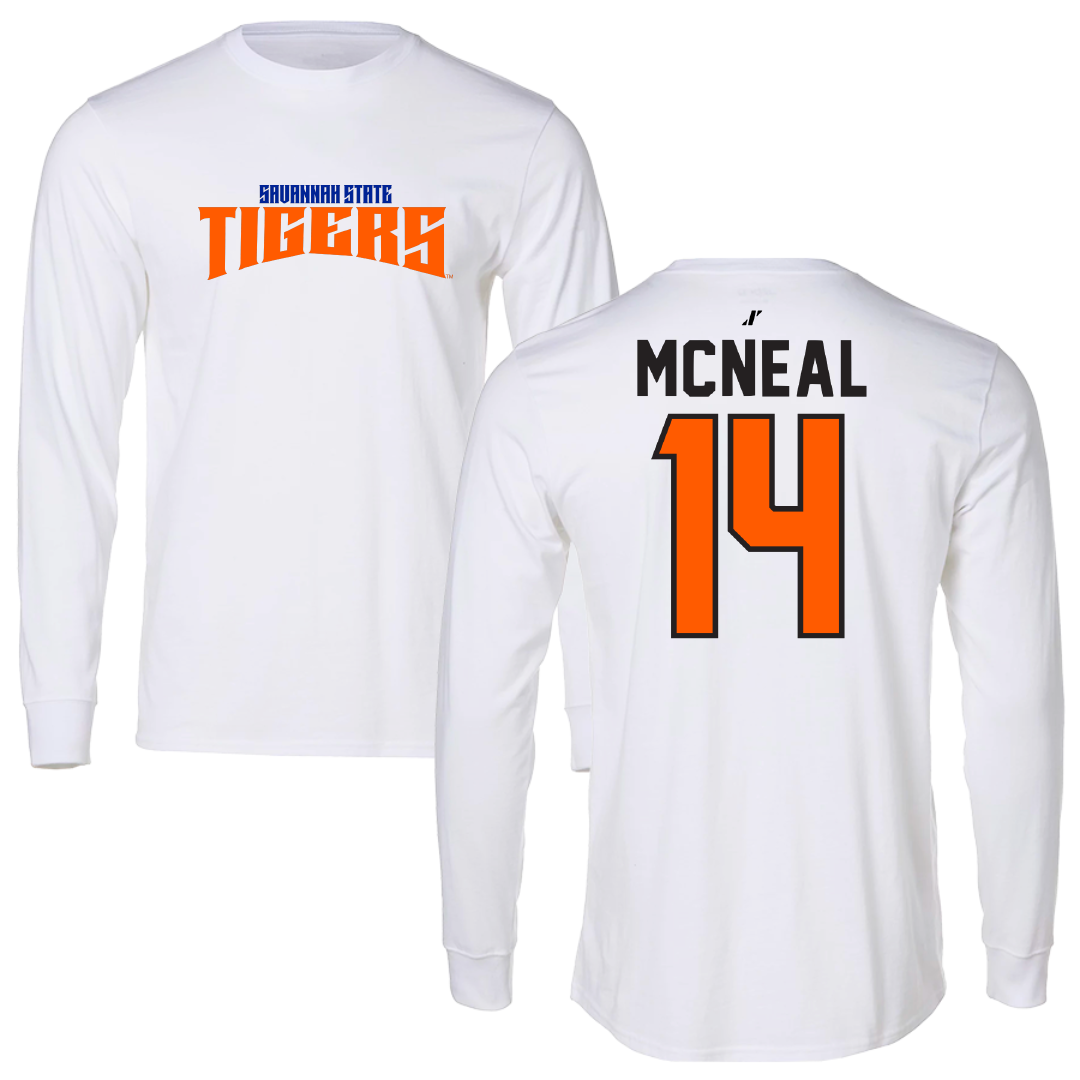 Savannah State University Baseball White Classic Performance Long Sleeve - #14 Addrian McNeal