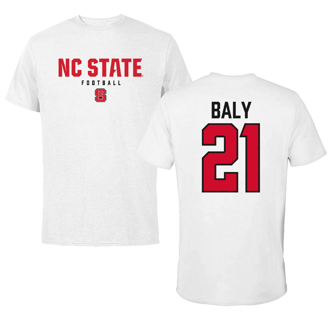 North Carolina State University Football White Performance Tee - #21 Jivan Baly