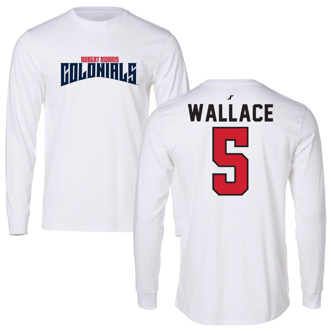 Robert Morris University Football White Classic Performance Long Sleeve - #5 Artrell Wallace