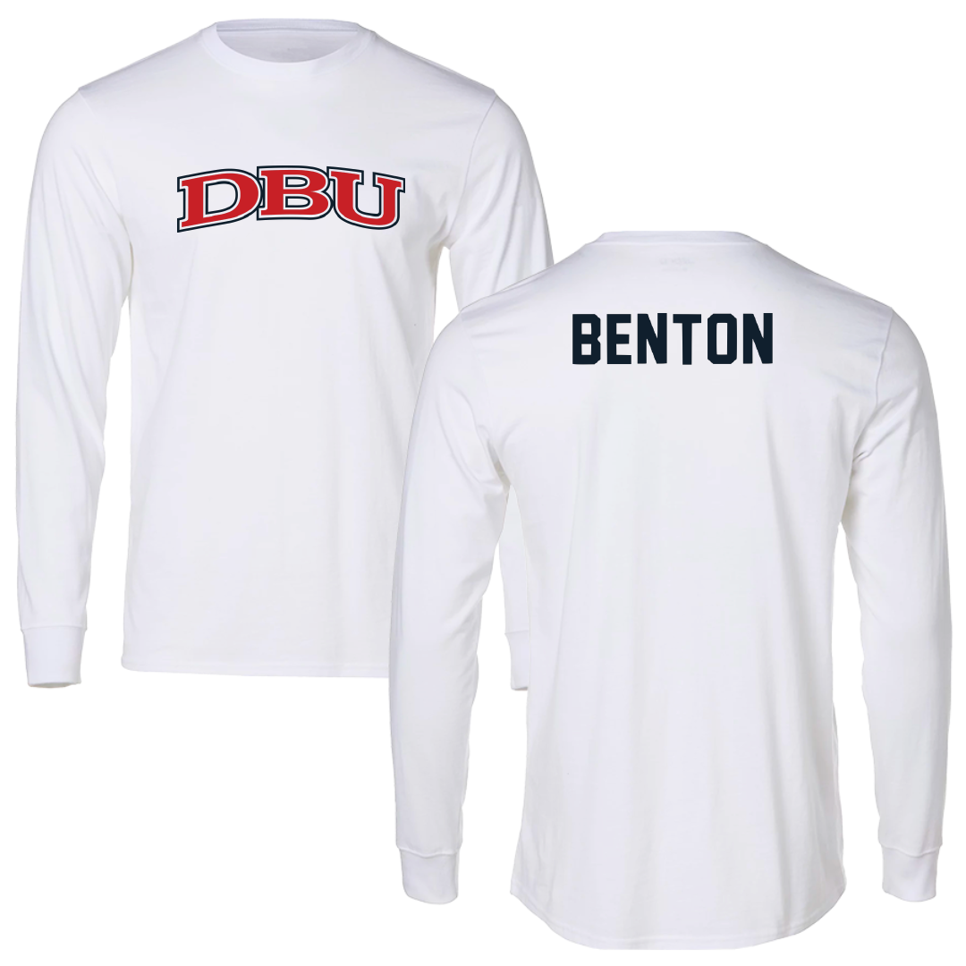 Dallas Baptist University TF and XC White Performance Long Sleeve - Jackson Benton