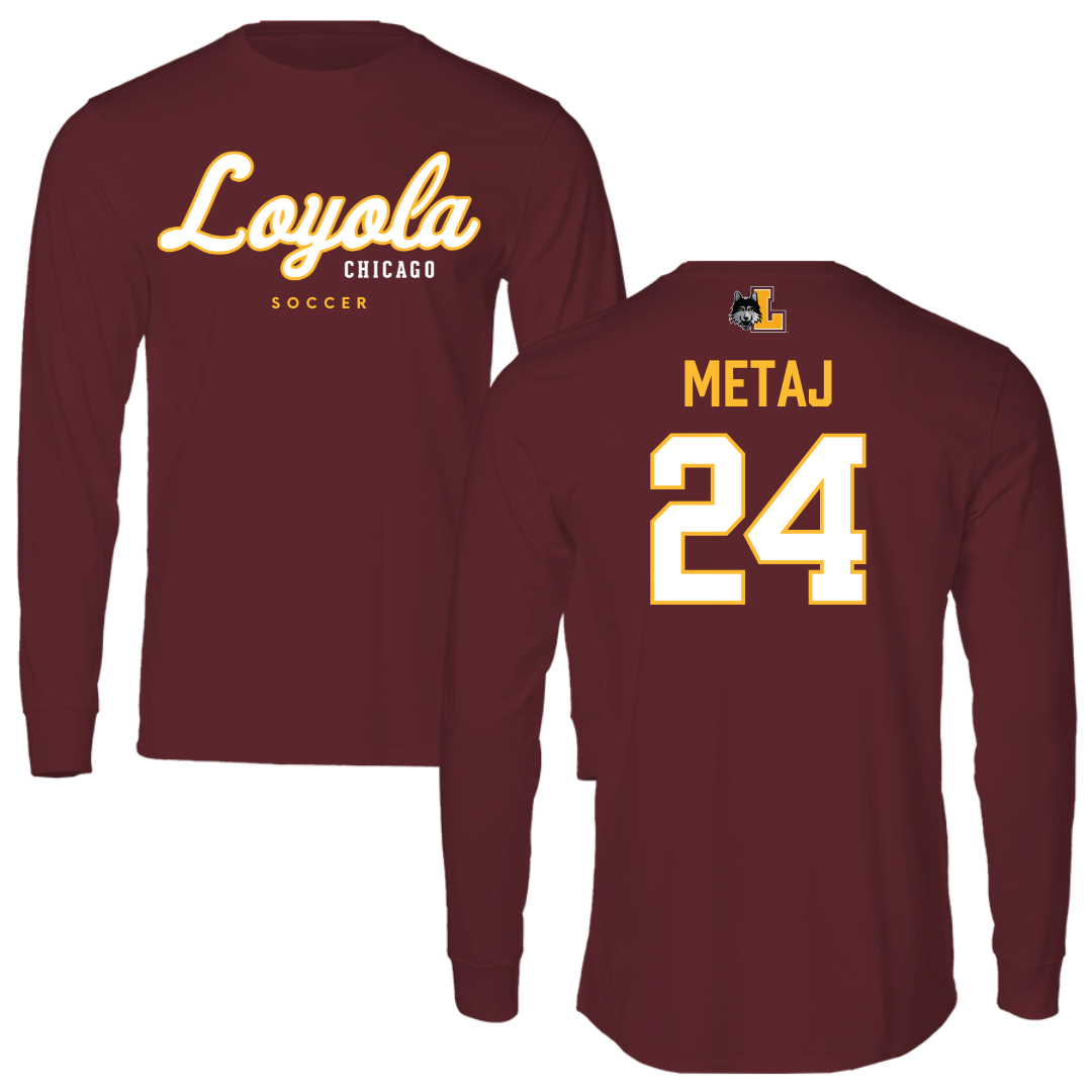Loyola University-Chicago Soccer Maroon Block Performance Long Sleeve - #24 Ava Metaj