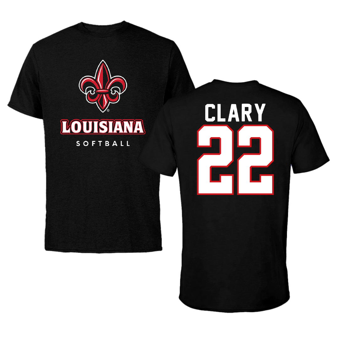 University of Louisiana at Lafayette Softball Black Tee - #22 Tyra Clary