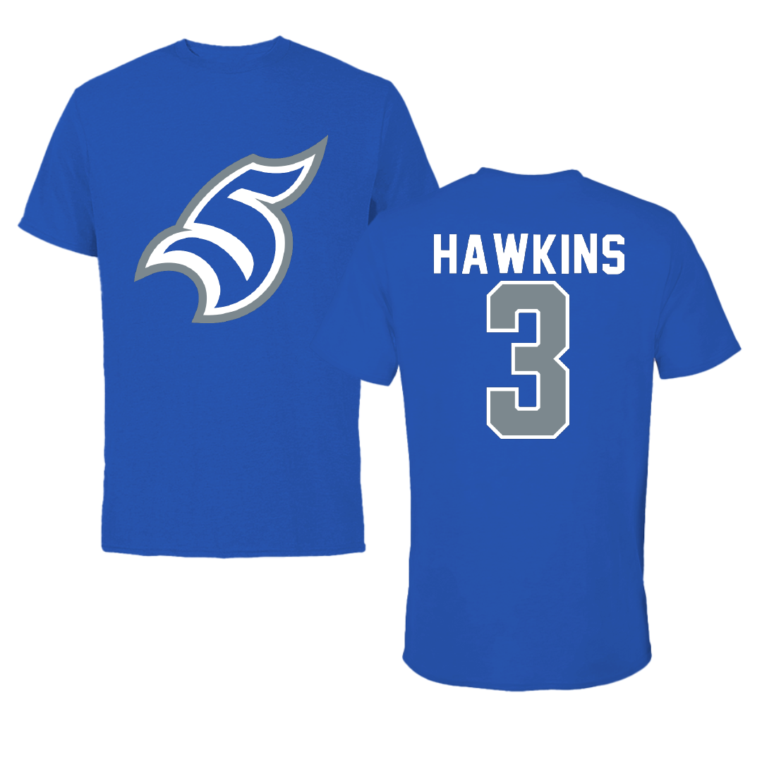Thomas More University Football Blue Performance Tee - #3 Kel Hawkins