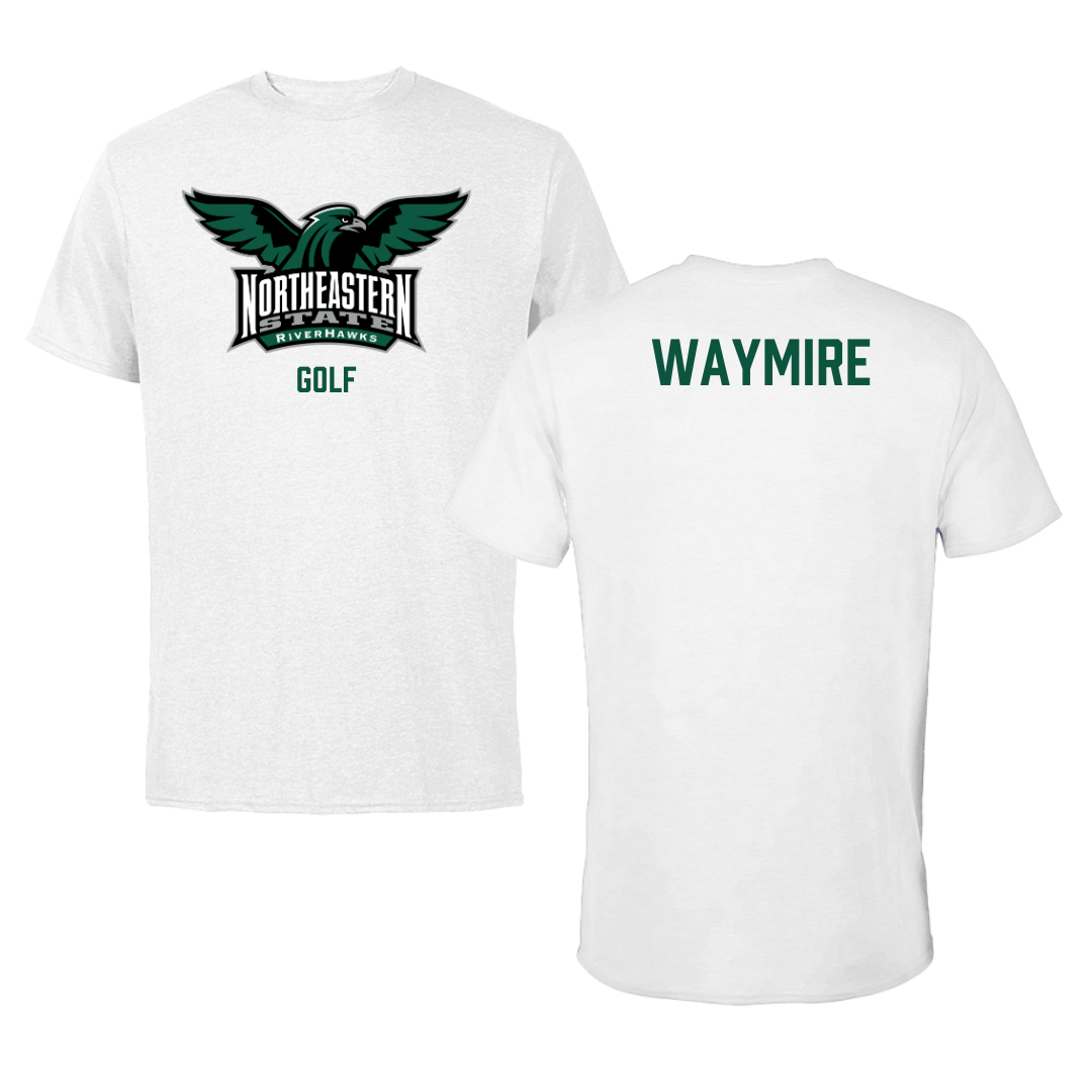 Northeastern State University Golf White Tee - Cole Waymire