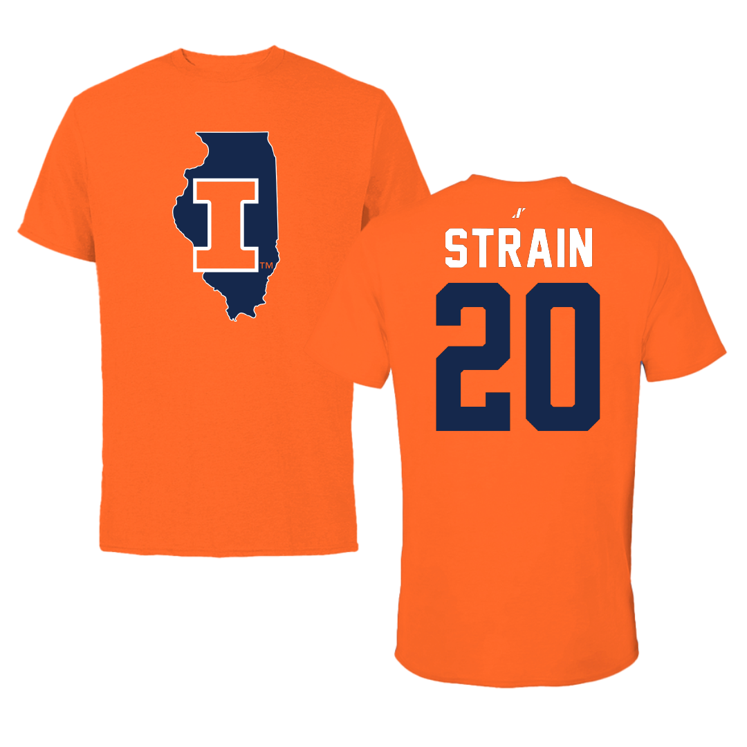 University of Illinois Football Orange State Tee - #20 Tyler Strain