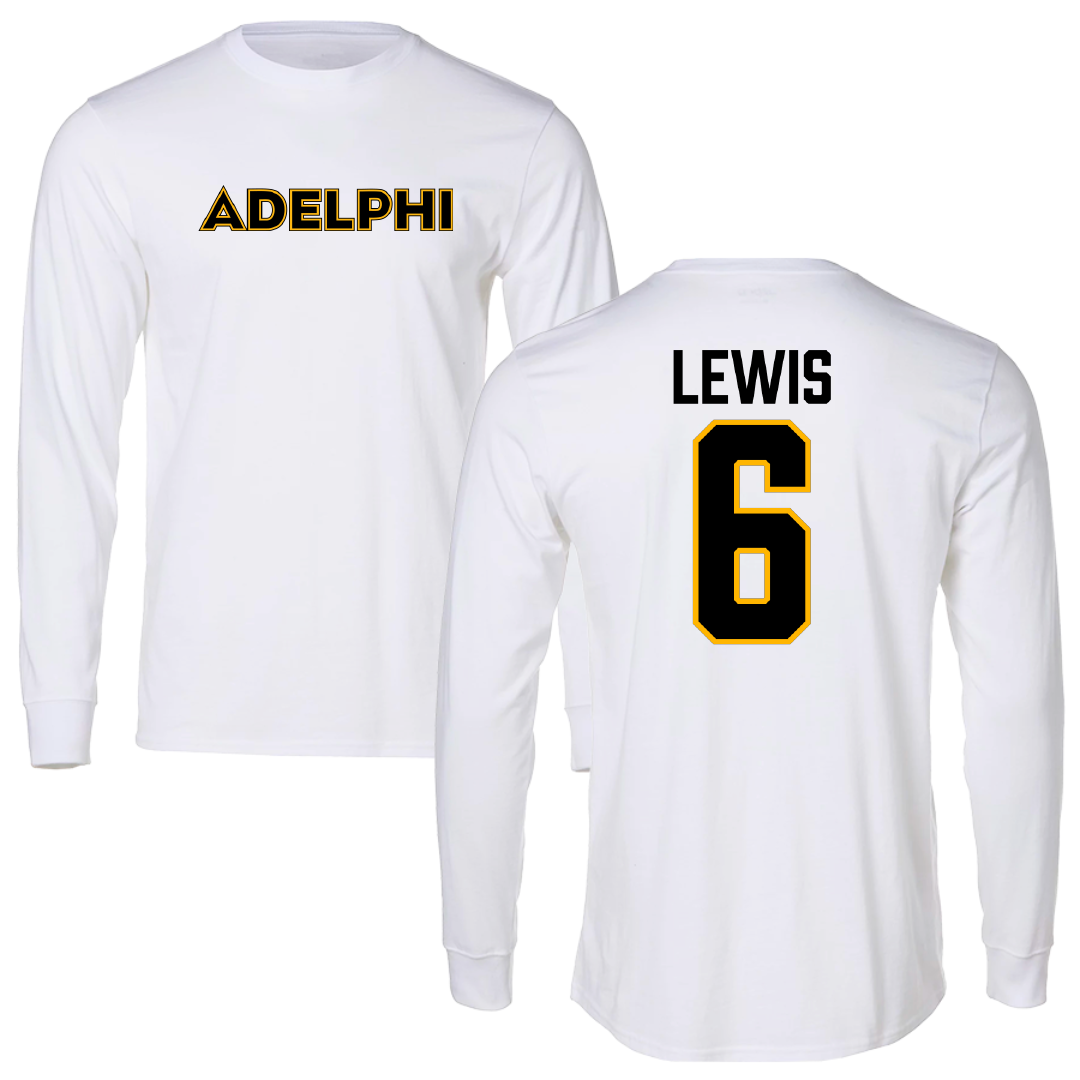 Adelphi University Lacrosse White Performance Long Sleeve - #6 Kyle Lewis
