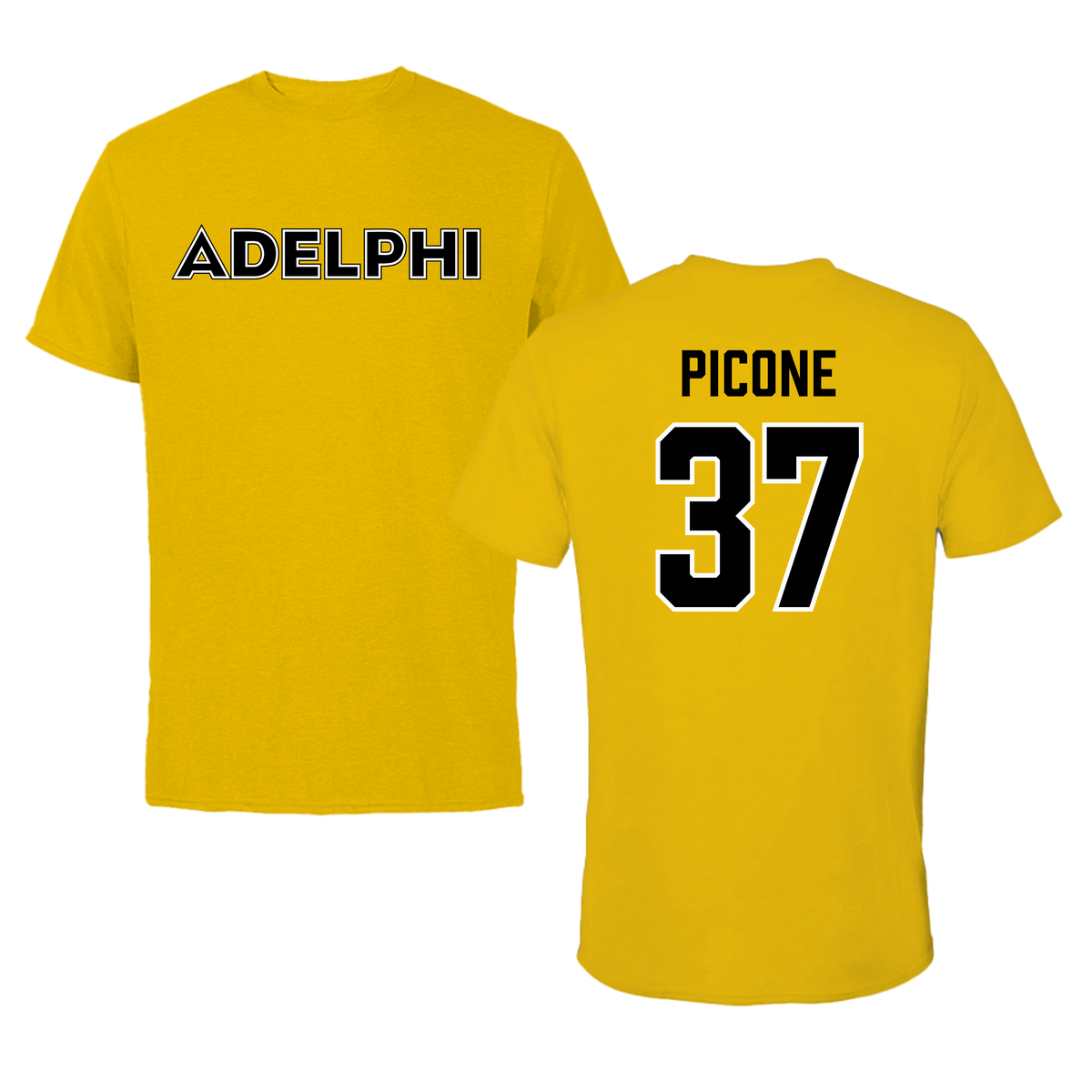 Adelphi University Baseball Gold Performance Tee - #37 CJ Picone