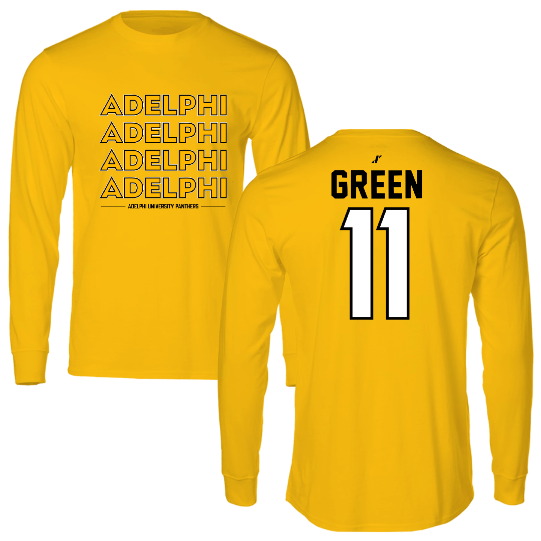 Adelphi University Lacrosse Gold General Performance Long Sleeve - #11 Aidan Green