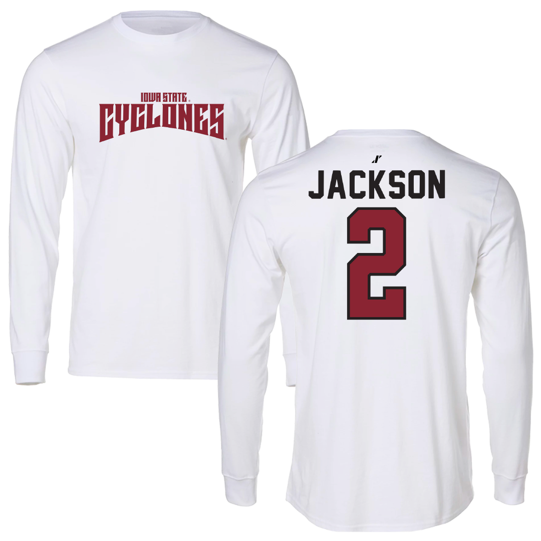 Iowa State University Basketball White Classic Performance Long Sleeve - #2 Arianna Jackson