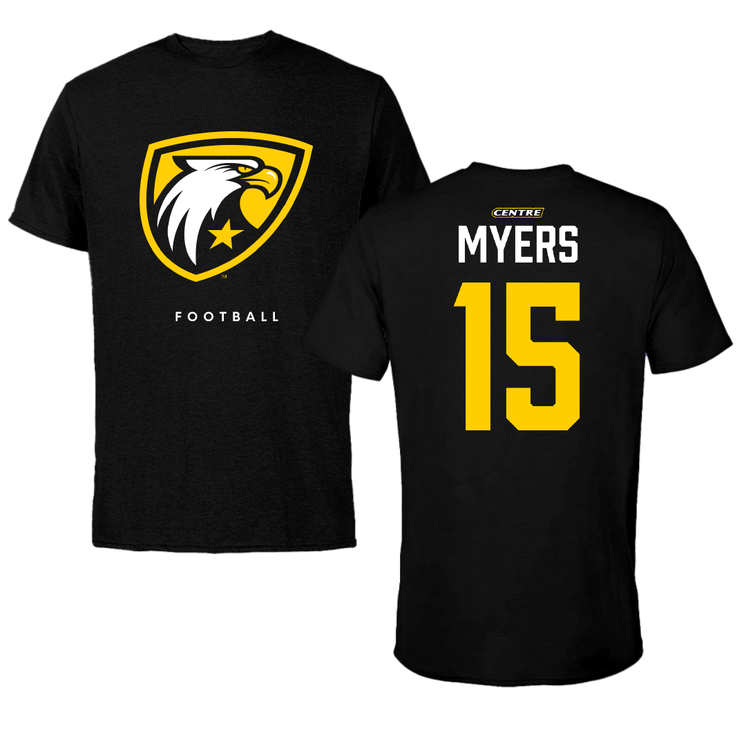 Centre College Football Black Tee - #15 Ezra Myers