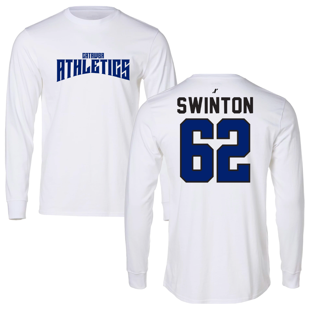 Catawba College Football White Classic Performance Long Sleeve - #62 Avery Swinton