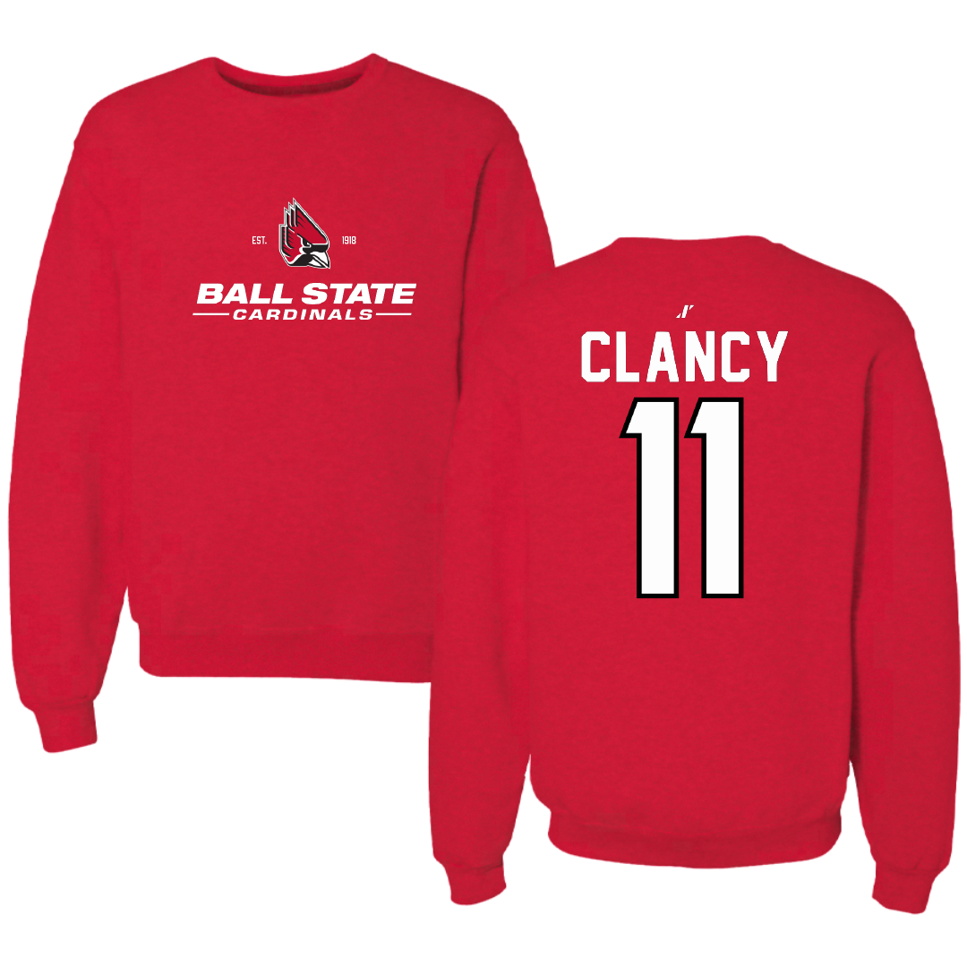 Ball State University Basketball Red General Crewneck - #11 Kody Clancy
