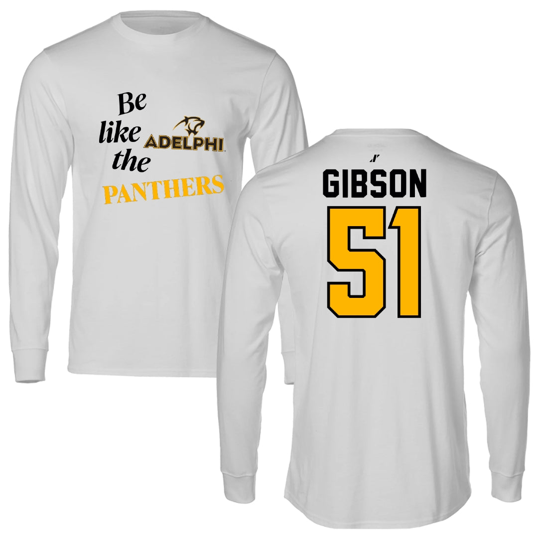 Adelphi University Lacrosse Light Gray Be Like Us Performance Long Sleeve - #51 Noah Gibson