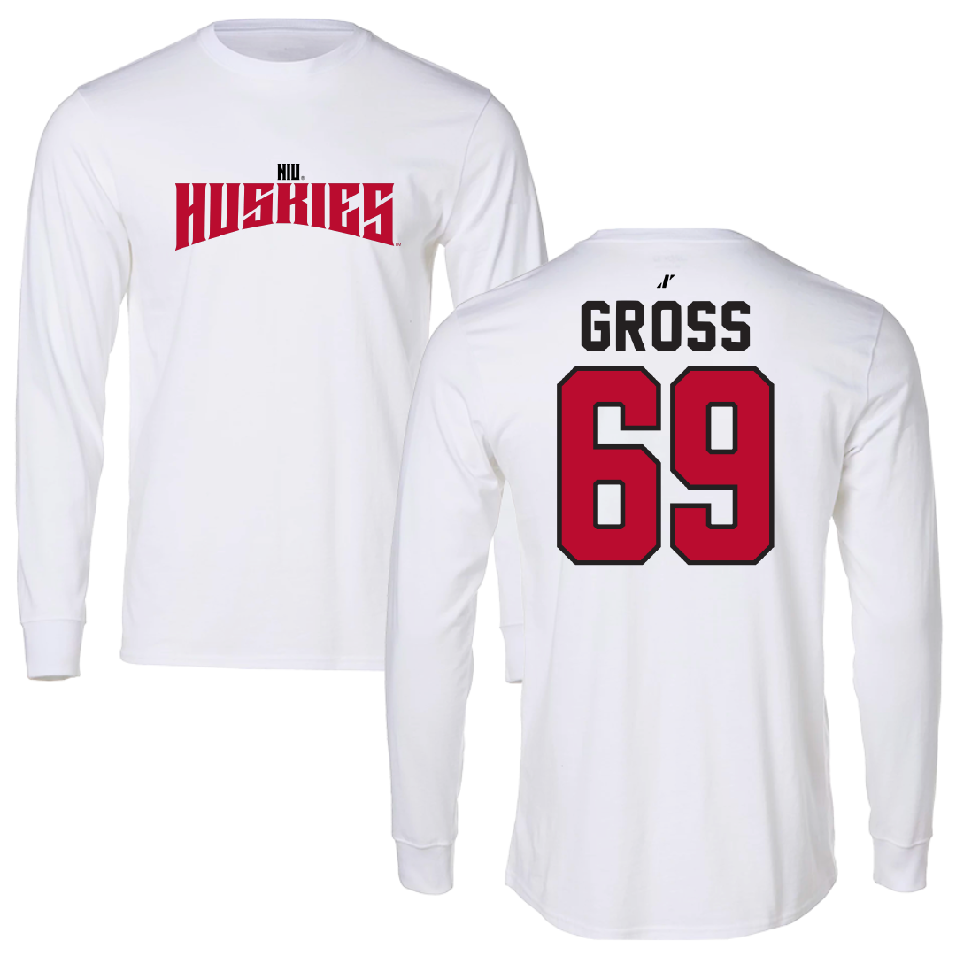 Northern Illinois University Football White Classic Performance Long Sleeve - #69 Logan Gross
