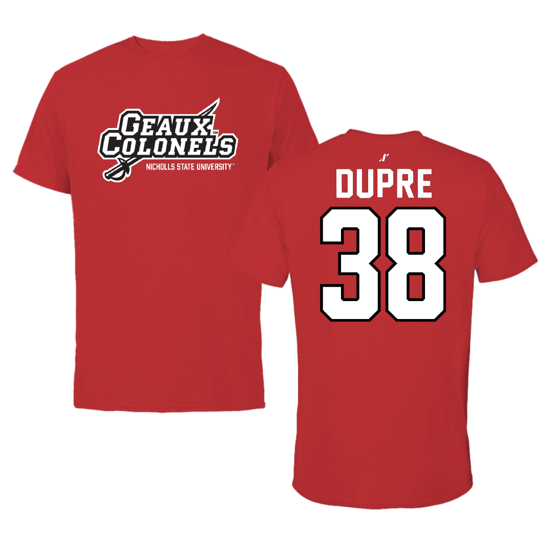 Nicholls State University Football Red General Tee - #38 Kylan Dupre