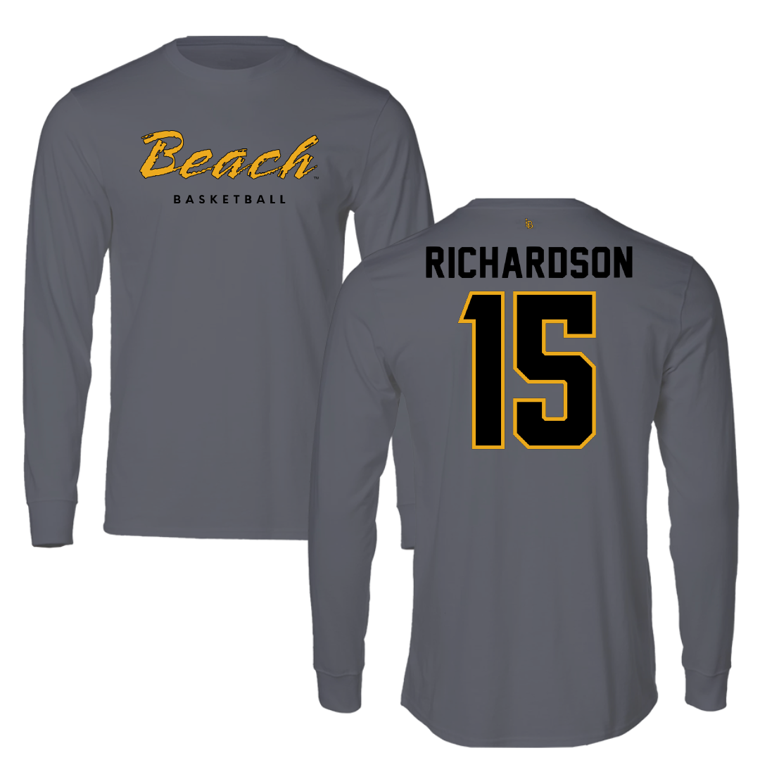 Long Beach State University Basketball Gray Performance Long Sleeve - #15 Christian Richardson