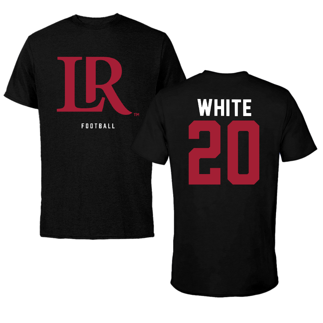 Lenoir-Rhyne University Football Black Performance Tee - #20 Kavin White