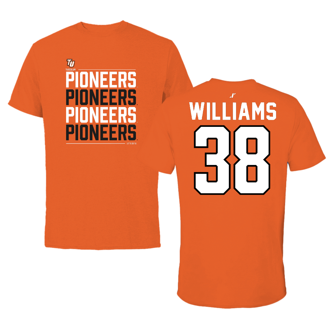 Tusculum University Football Orange General Tee - #38 Jeremiah Williams