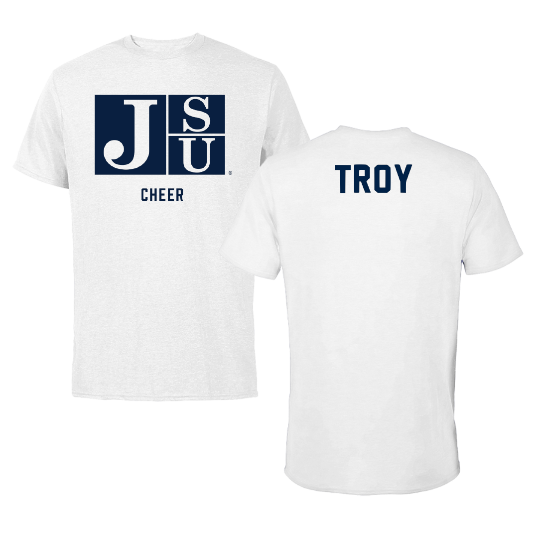 Jackson State University Cheer White Performance Tee - EssenZe Troy