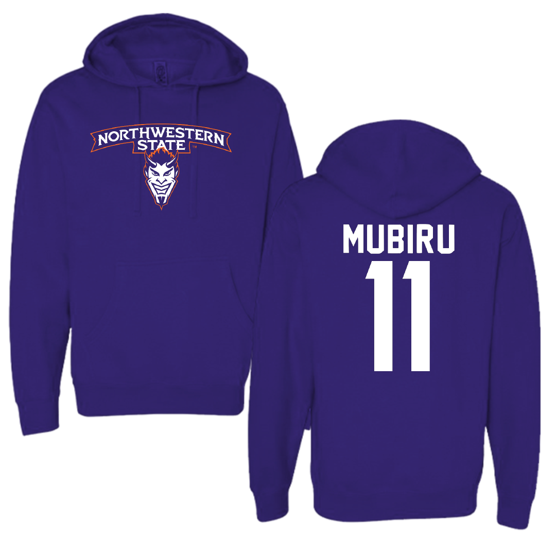 Northwestern State University Basketball Purple Hoodie - #11 Chris Mubiru