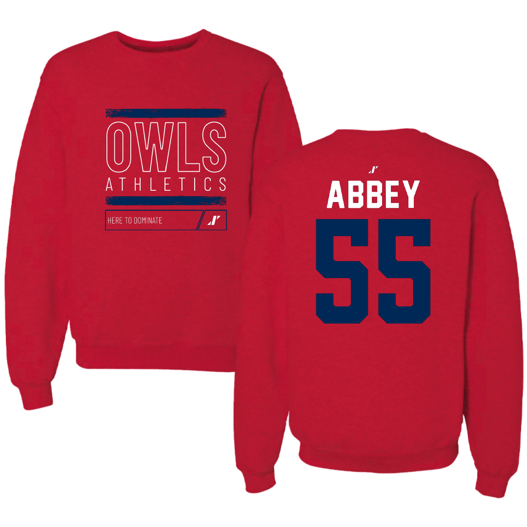 Florida Atlantic University Baseball Red Dominate Crewneck - #55 Zachary Abbey