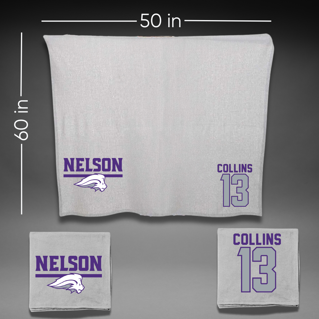 Nelson University Basketball Gray Blanket - #13 Justin Collins