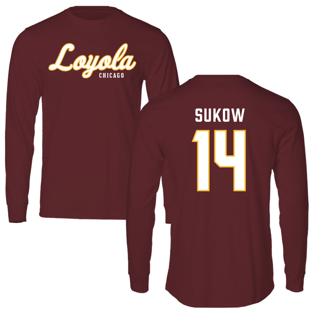 Loyola University-Chicago Soccer Maroon Long Sleeve - #14 Jason Sukow