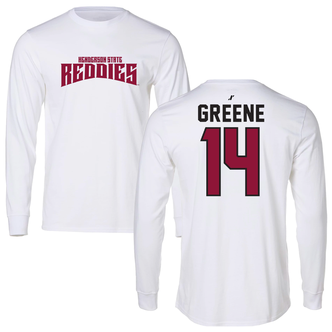 Henderson State University Football White Classic Performance Long Sleeve - #14 Micah Greene