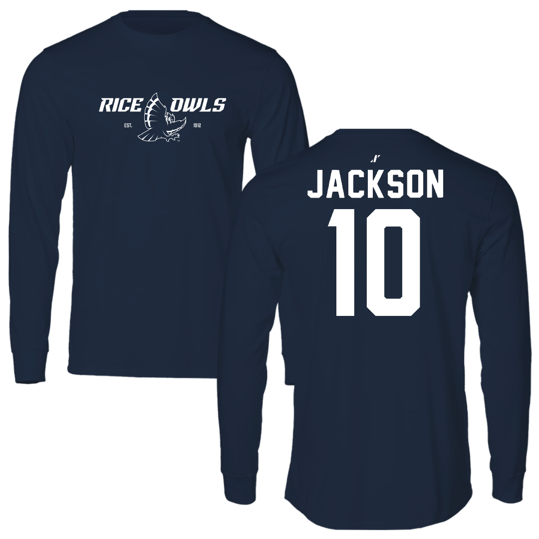 Rice University Football Navy General Long Sleeve - #10 Quinton Jackson