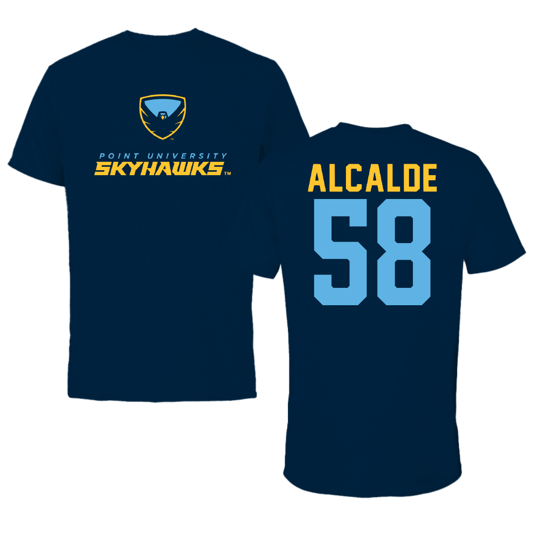 Point University Football Navy Tee - #58 Lucas Alcalde