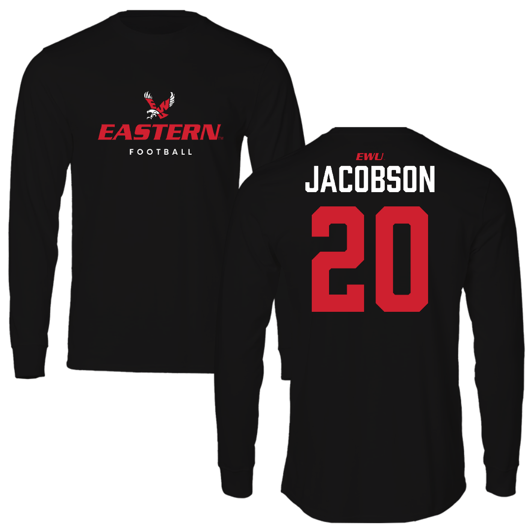 Eastern Washington University Football Black Eastern Performance Long Sleeve - #20 Tyson Jacobson